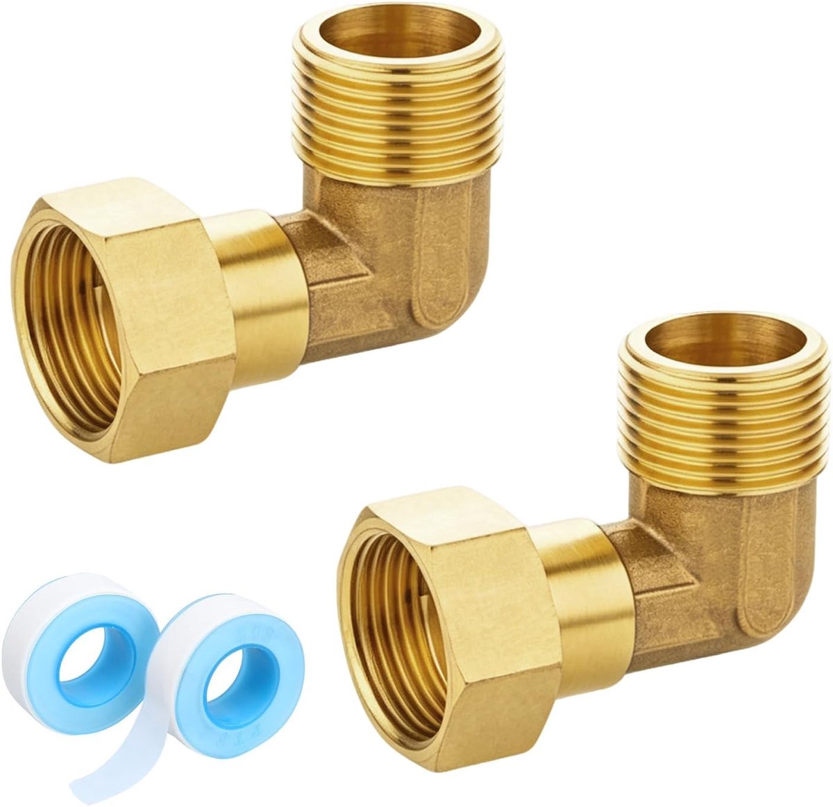 Messing beweegbare schroefverbinding 3/4 inch - 90 graden hoek - DN20 - voor waterinstallaties - ShopVlot
