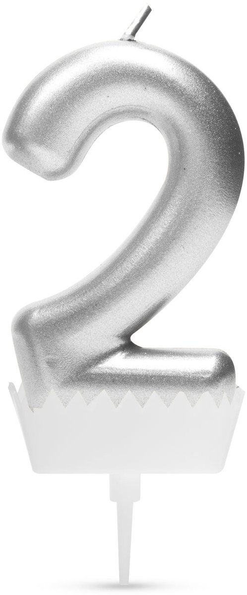 Verjaardagskaars cijfer 2 - 6×3 cm - taartkaars - decoratieve kaars voor feest & verjaardag [56183-2]