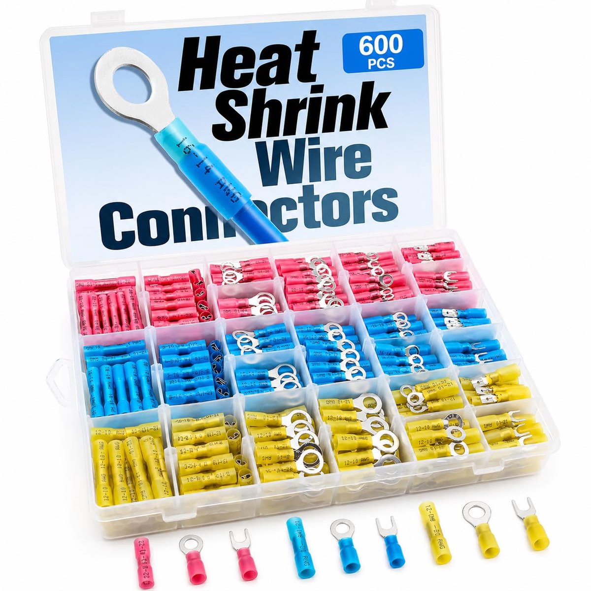Krimpconnectoren 600 stuks - Assortiment kabelschoenen - Waterdichte afdichting - Ideaal voor knutselen - ShopVlot