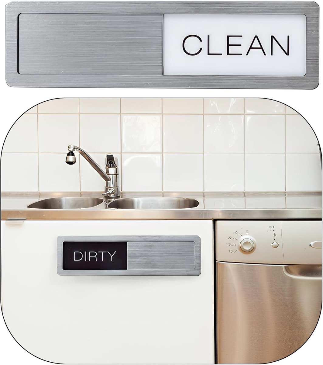 Afwasmachine status indicator - zelfklevend - roestvrij staal - eenvoudig te bevestigen en lezen - ShopVlot