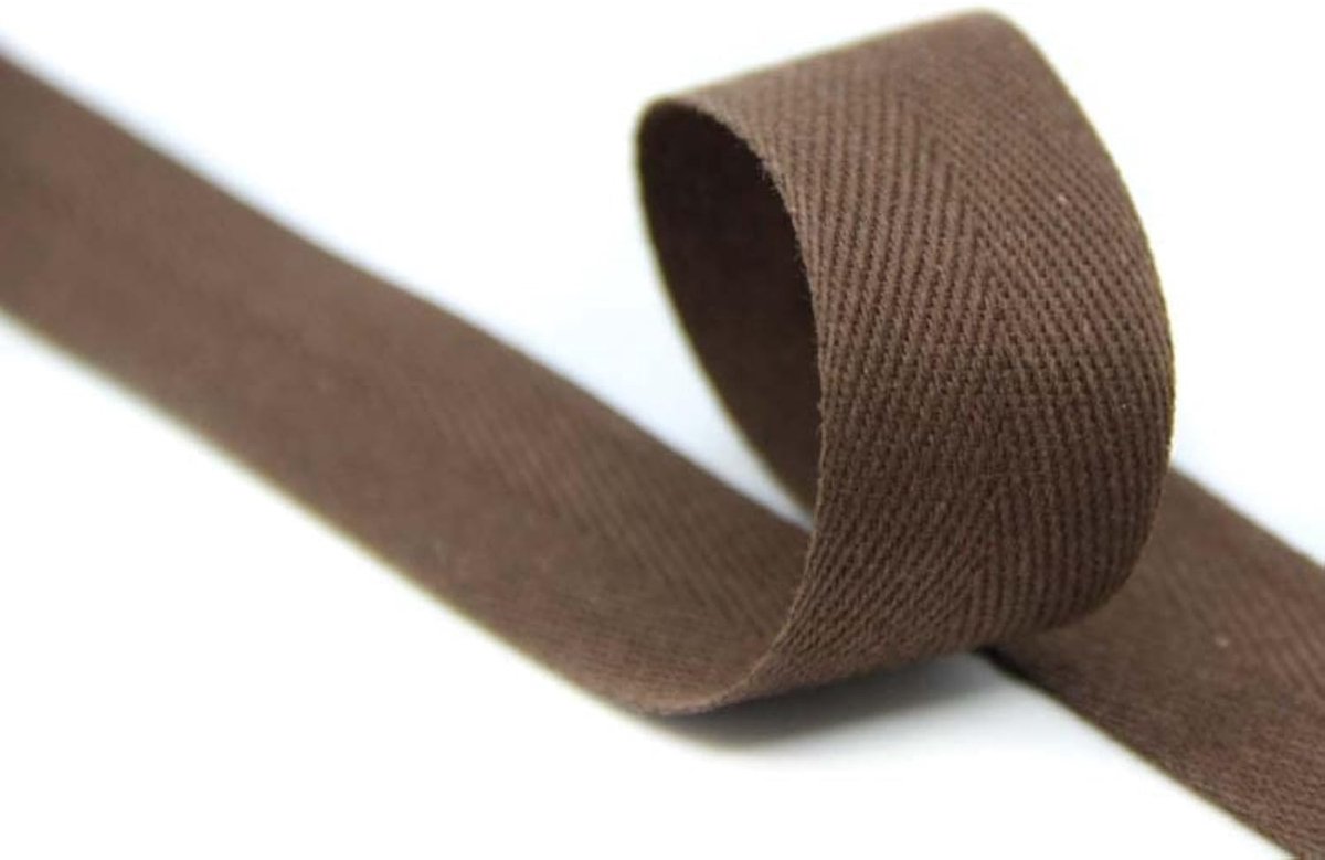 Twill tape 20 mm - 5 m katoen/polyester - bruin - ideaal voor naaiprojecten - ShopVlot