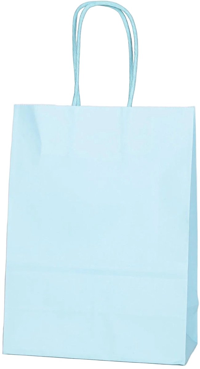 Papieren Draagtas - 60 Stuks -Licht Blauw- 16x22x8cm - Papieren Tasjes - Kraft Tas - Tassen - Cadeau Tas - Hoogwaardig Kraft Papier - Eco-vriendelijk - Ideaal voor Geschenken - Lasentopack