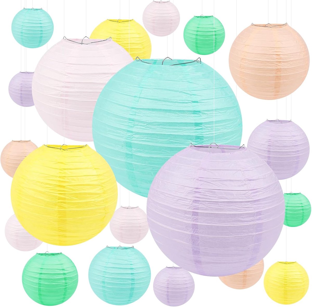 Papieren lantaarns gemengd formaat - kleurrijk - voor kinderfeestjes - sfeervolle decoratie - ShopVlot