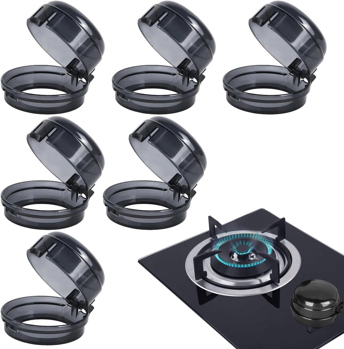 Set van 6 ovenknop beveiligingen - kindveilige covers - universele pasvorm - sterke hechting voor keukenbescherming - ShopVlot