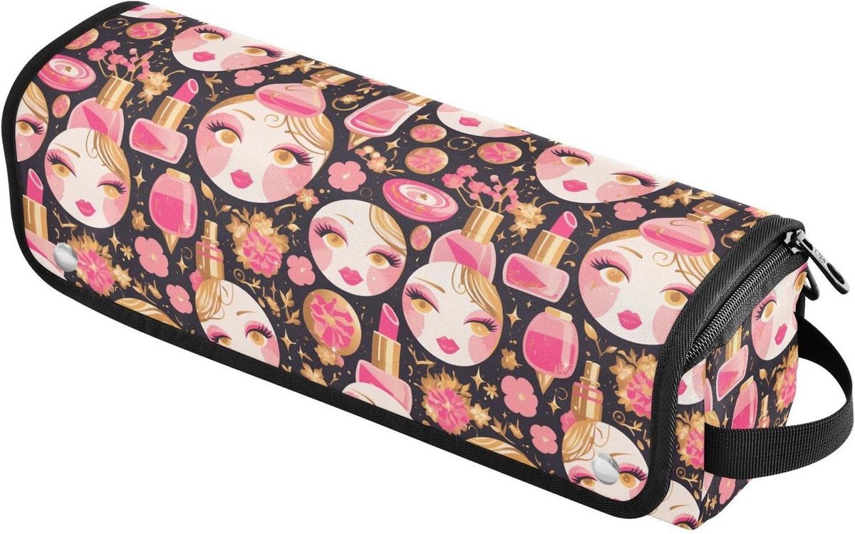 Reis Beauty Tas - Haargereedschap Organizer - Styling Tools Opbergen - Hittebestendige Mat - 36.8 x 9.9 cm - Kleurrijk Patroon
