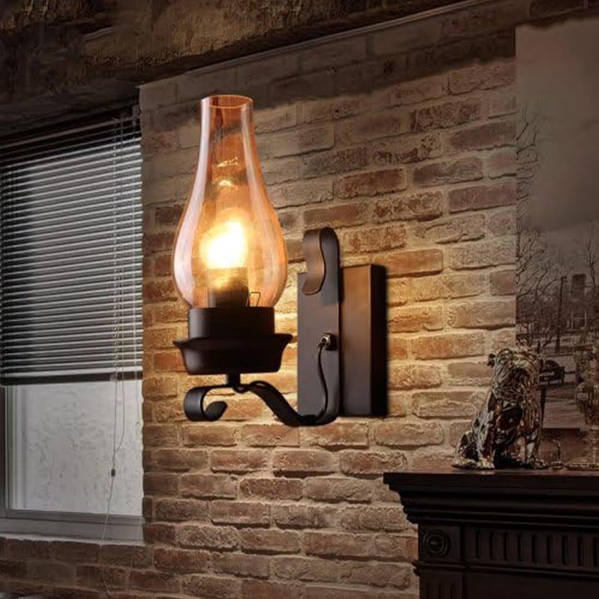 KZQ Rustieke Vintage Industriële Glazen Wandlamp Voor Woonkamer, Slaapkamer, Hal En Open Haard