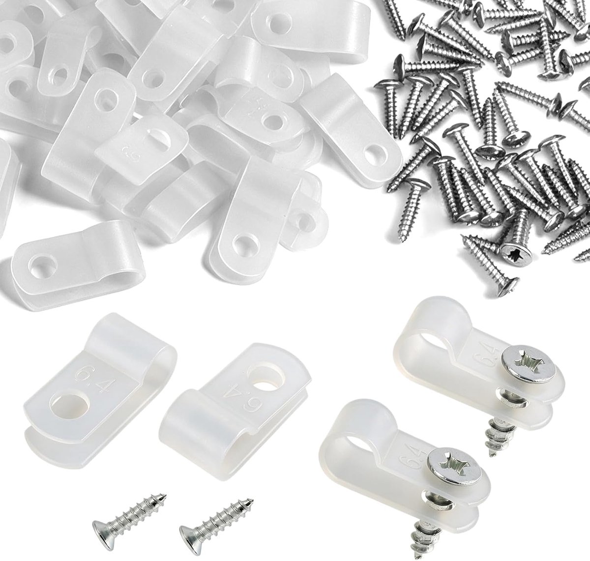 R-clips nylon zwart 6,35 mm - herbruikbare kabelbinderclips - UV-bestendig en corrosiebestendig - ShopVlot
