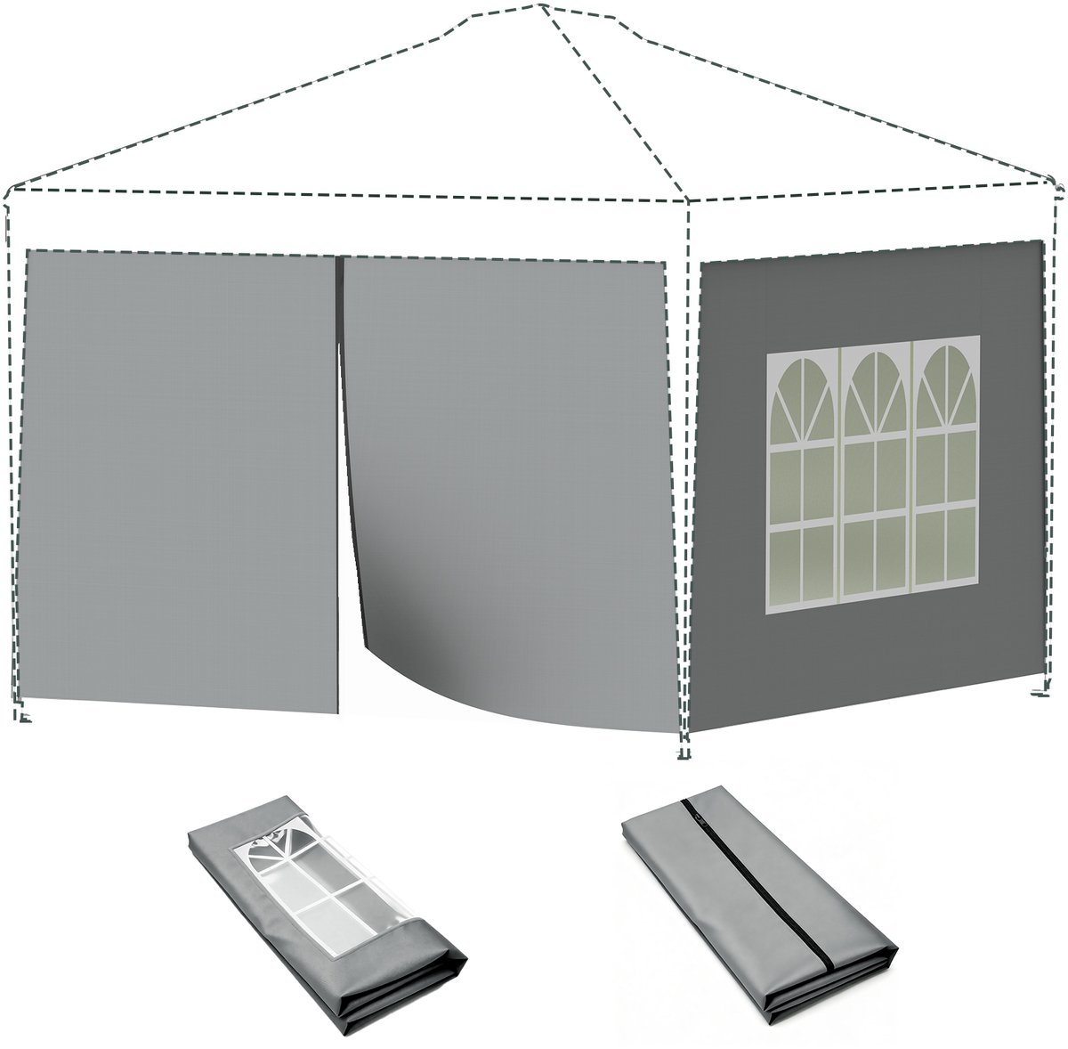 Arvioo-tentwand-set-3x3m-210D-oxford-rits-raam-voor-rechte-poot-paviljoen