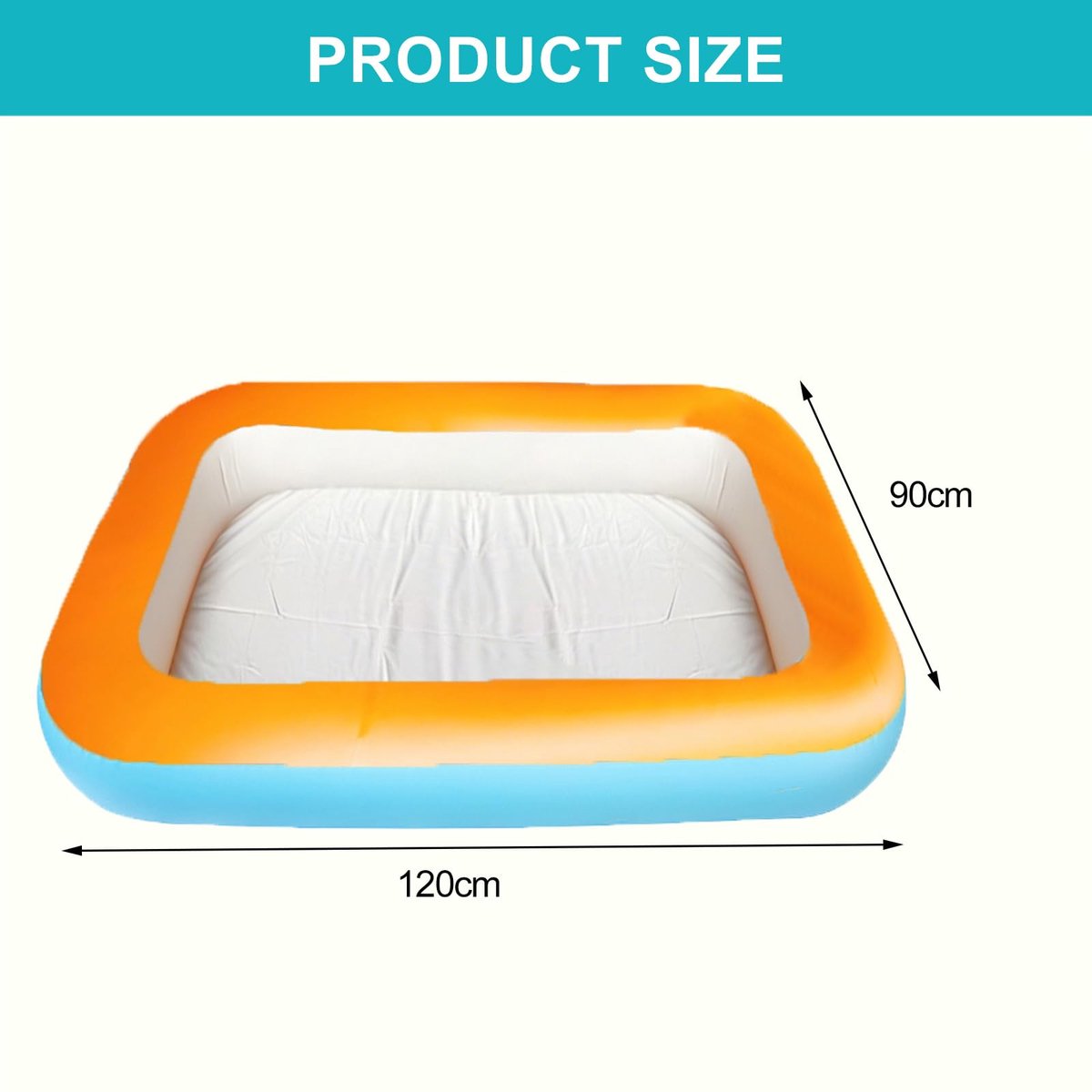 Opblaasbaar Familie Zwembad 120 × 90 cm - Opblaaszwembad - Rechthoekig ontwerp - Perfect voor tuinplezier - ShopVlot