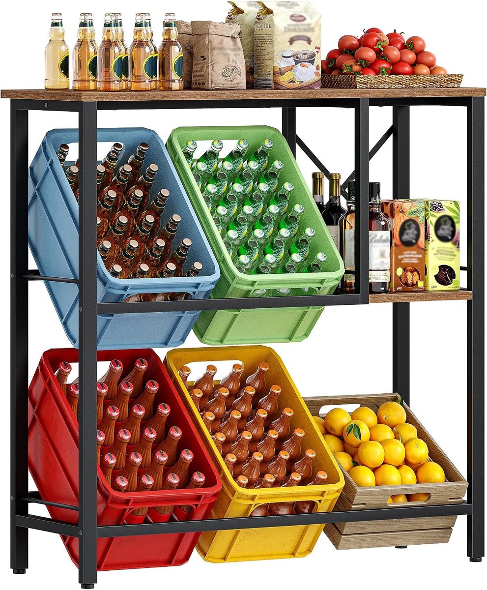 Hzuaneri Drankkrattenrek met legplank, voor 6 kratten, 111,5 cm