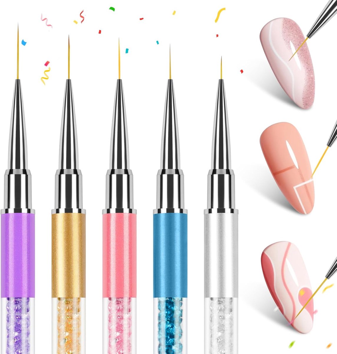 Nagelpenselen set van 5 - detailrijke professionele schilderpenselen - ultrafijne lijnpenselen - ShopVlot