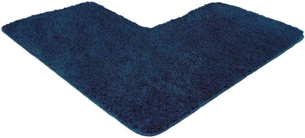 Badmat Blauw - L-vorm 50x100x100 cm - Antislip - Maschinewasbaar, ideaal voor badkamer - ShopVlot