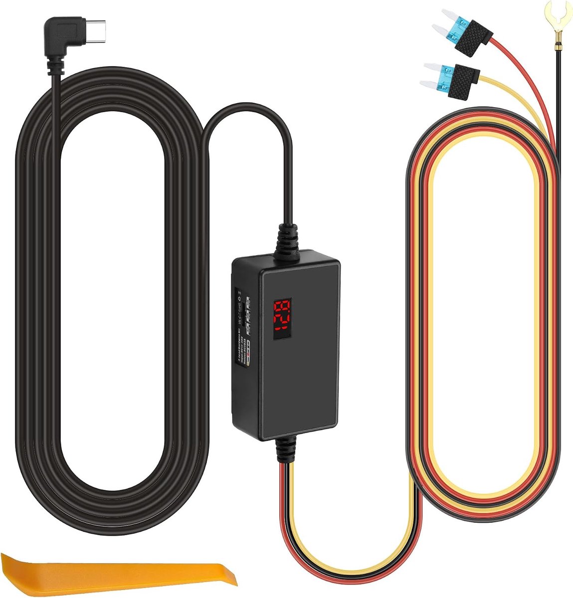 Dash Cam hardwire kit USB-C - 12V-24V naar 5V - ondersteuning 24 uur parkeerbewaking - 3,2 m lengte - ShopVlot
