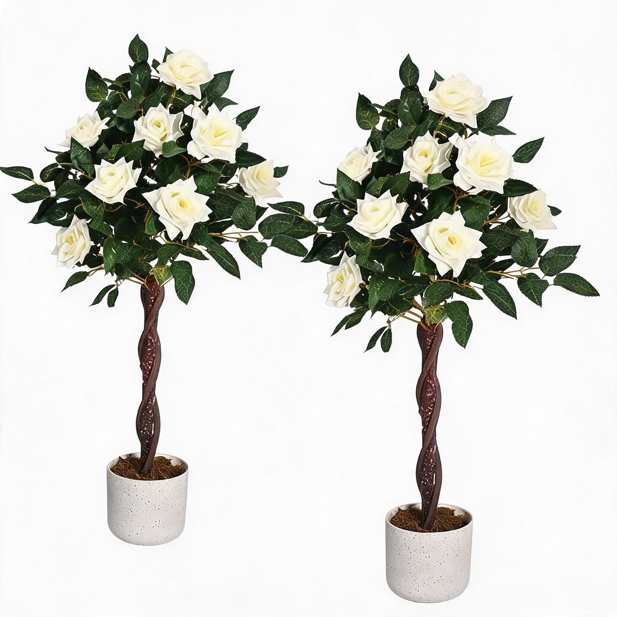 HOERFURIY - Kunstrozenboom 90cm Wit 2 stuks - Polyester - Woonkamer