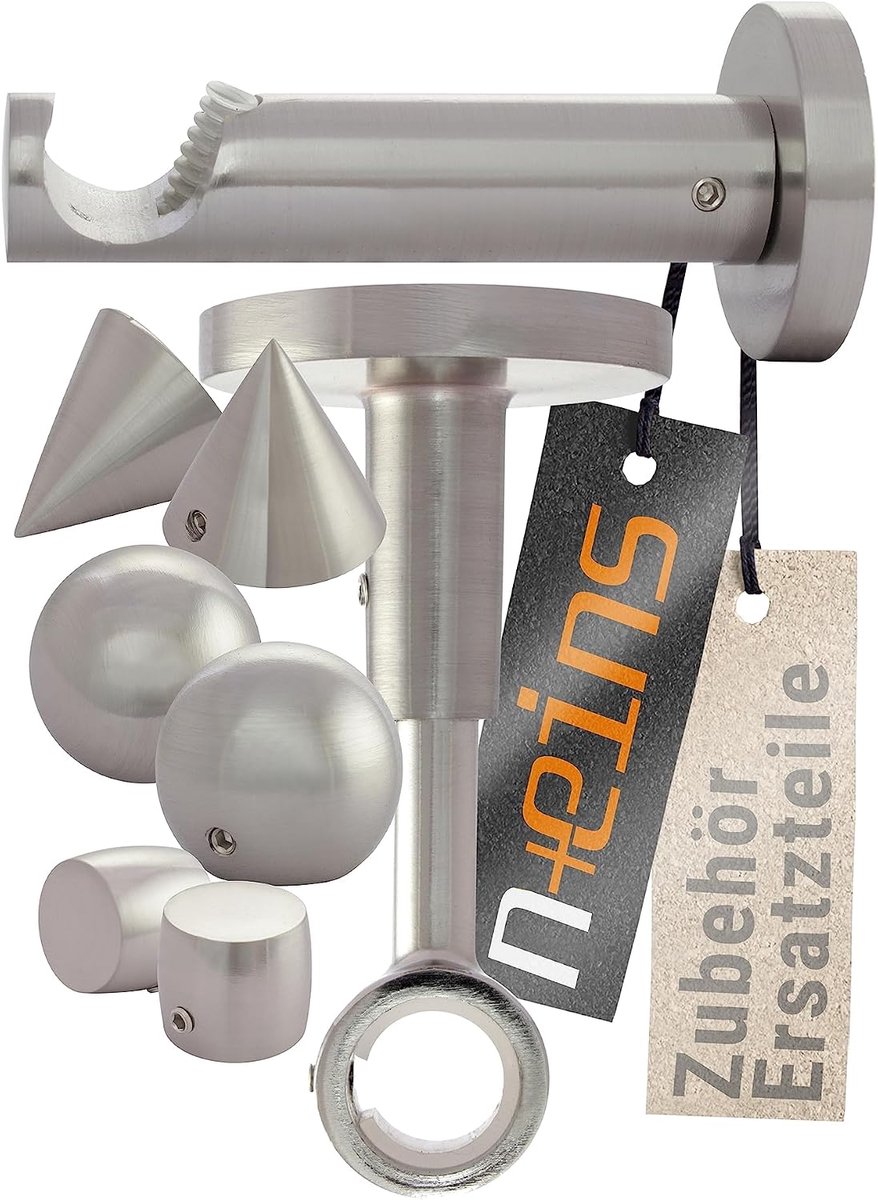 Gordijnroede accessoires set - eindkap ball chroom - roestvrij staal - vervangingsonderdelen - ShopVlot