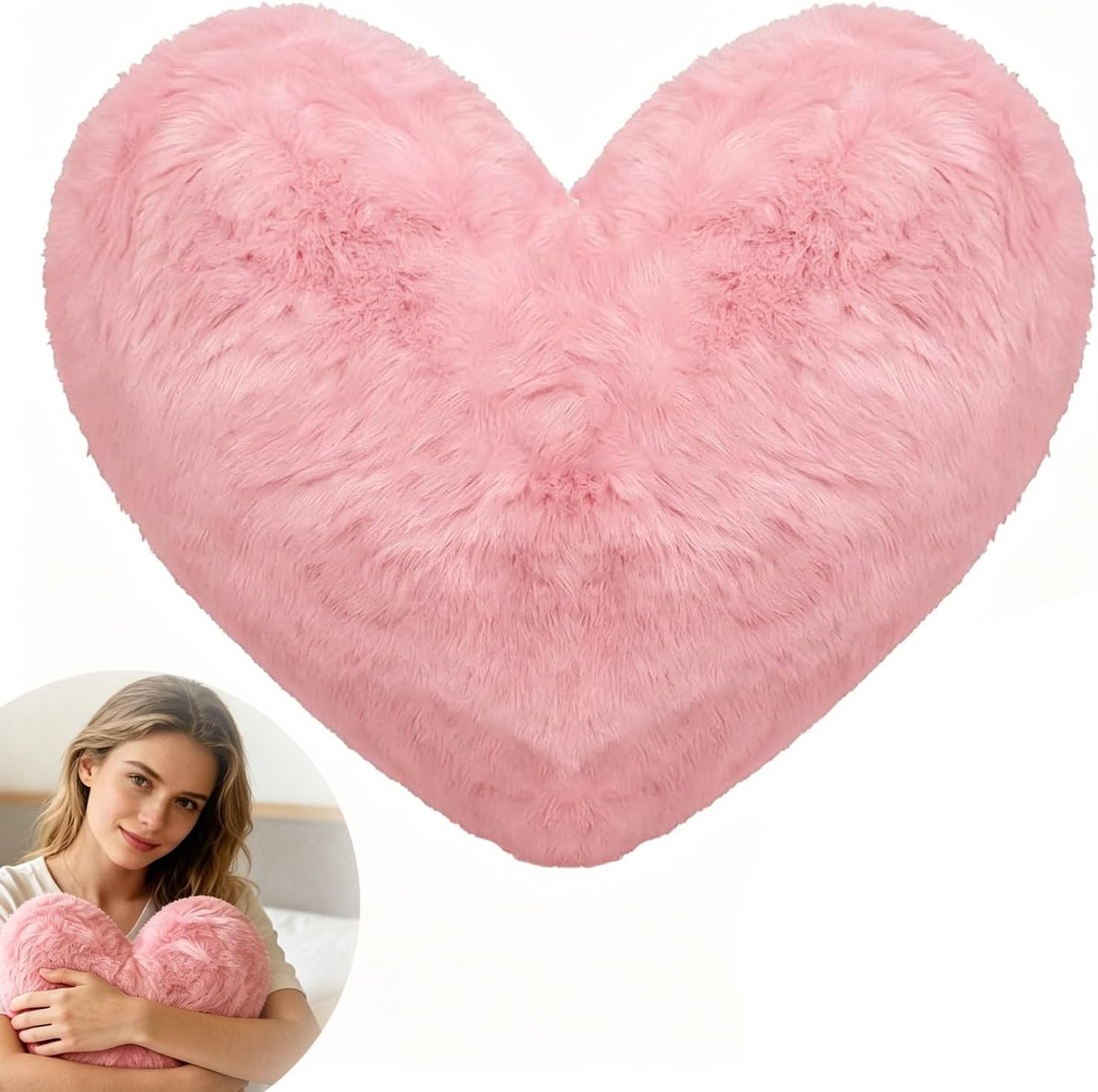 Hartkussen 46 x 36 cm - Pluche - Hypoallergeen - Perfect voor knuffelen - ShopVlot