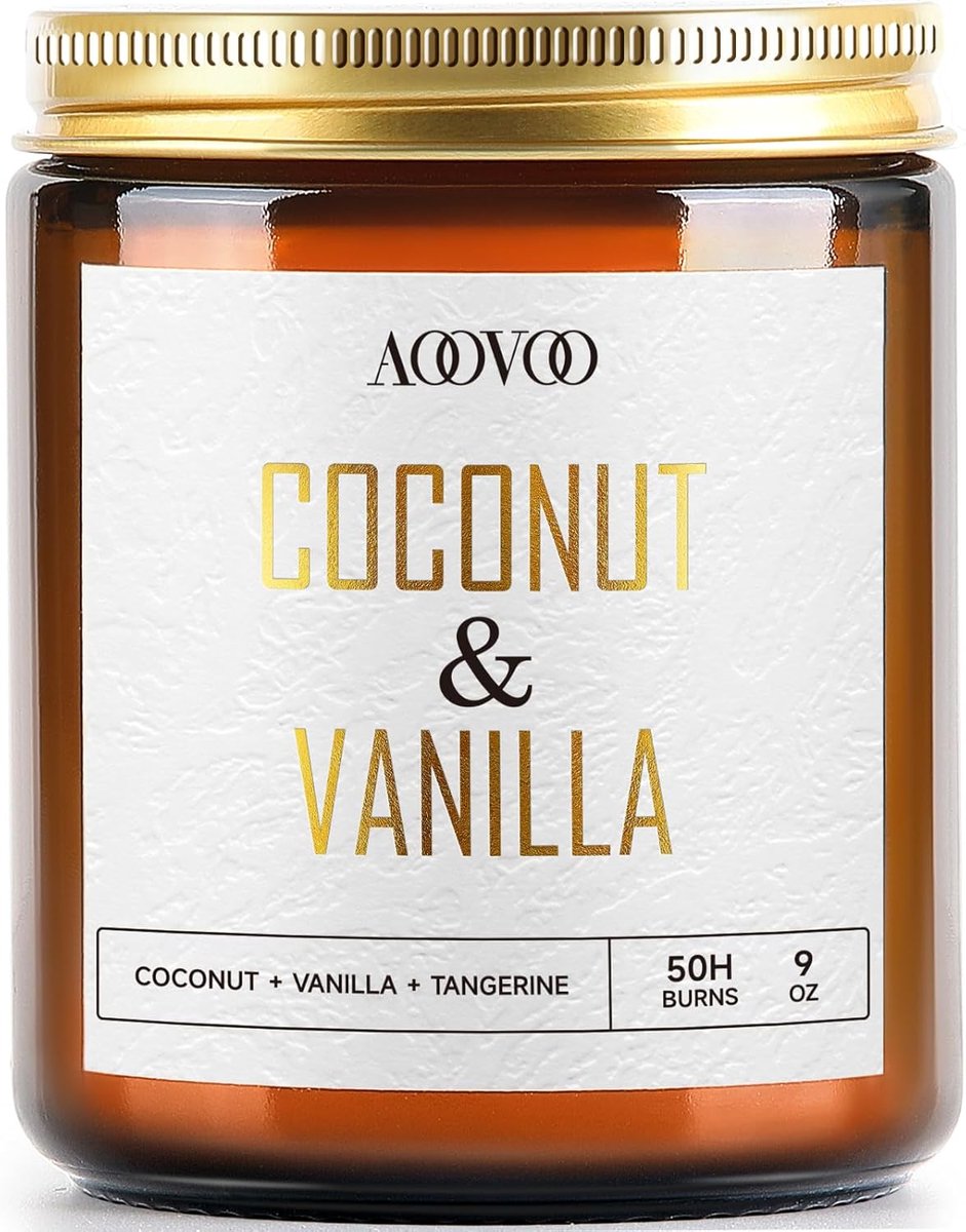 AOOVOO Vanilla Coconut Candle - Vanilla Candle, Scented Candles, Soy Candles, Aromatherapy Candle, Soy Wax Candle - ShopVlot