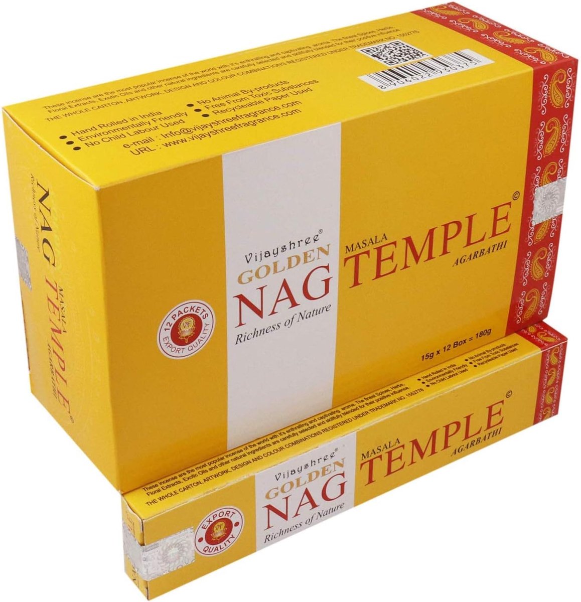 Vijayshree Golden Nag Temple incense sticks, 15 gr. x 12 packs = 180 grams. - ShopVlot