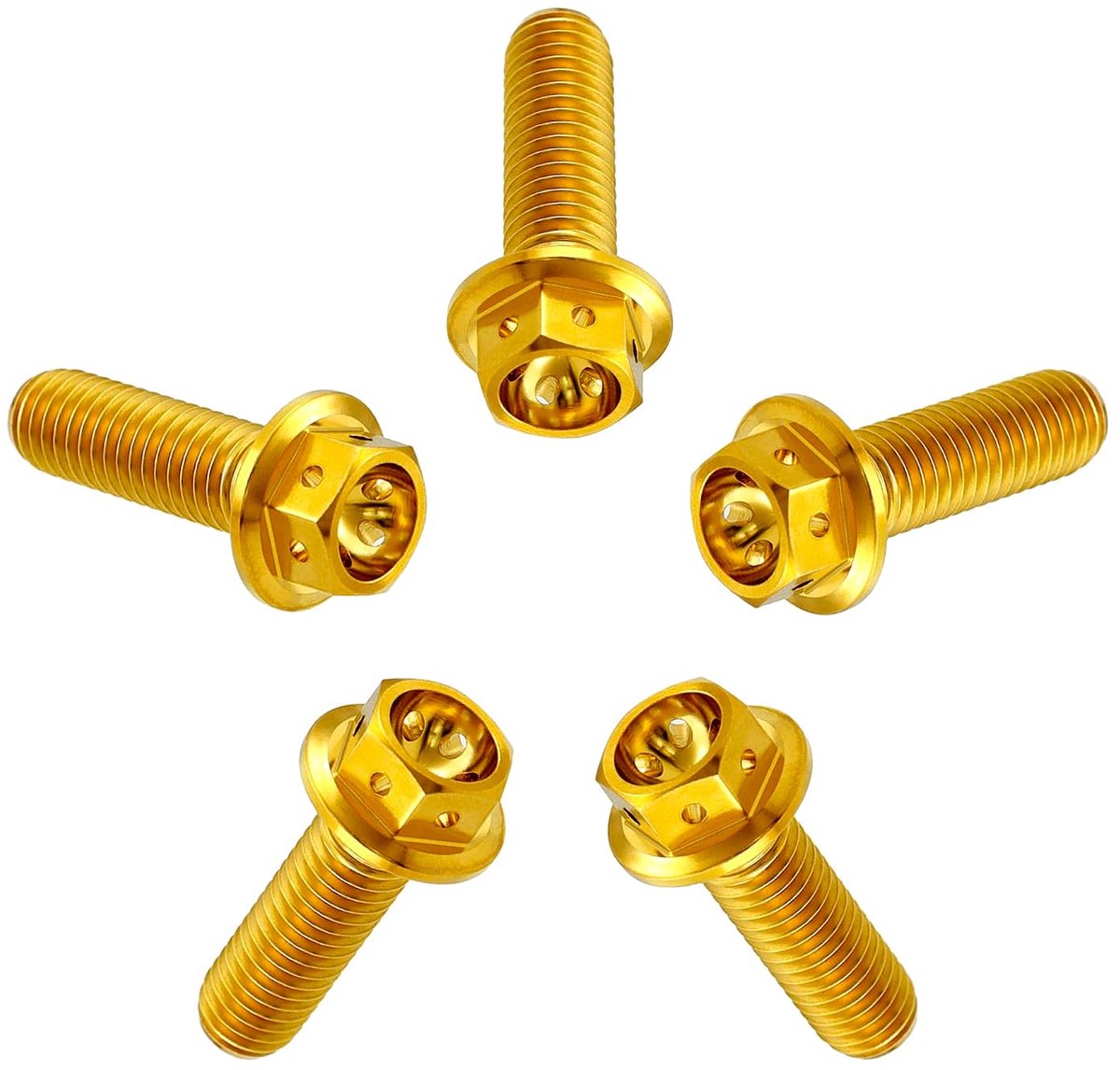 Titanium bouten M6x10mm - gouden PVD coating - sterke titanium constructie - ideaal voor sportieve toepassingen - ShopVlot