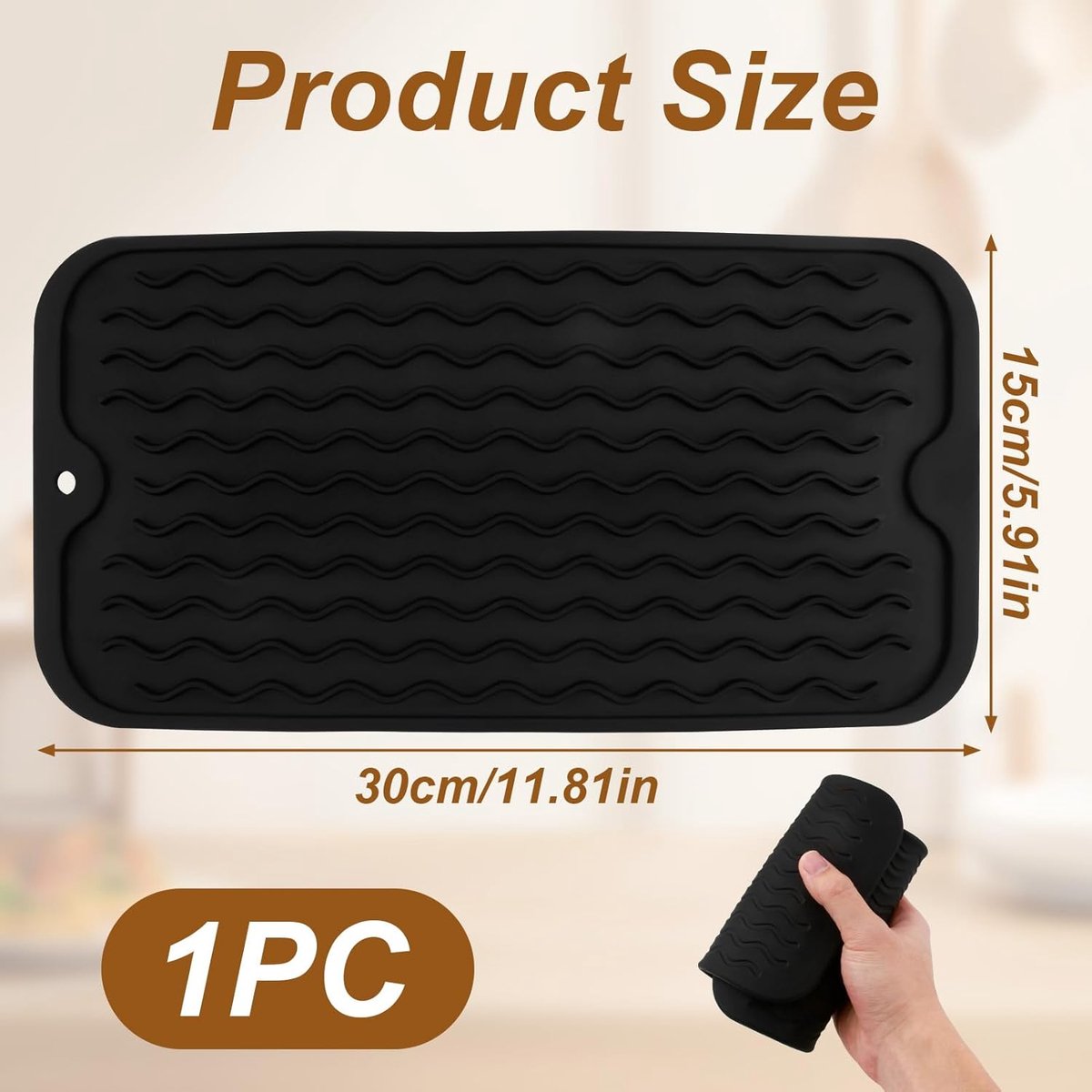 Silicone druppelmat 30 x 15 cm - niet-slip en hittebestendig - ideaal voor afwas en aanrecht - ShopVlot