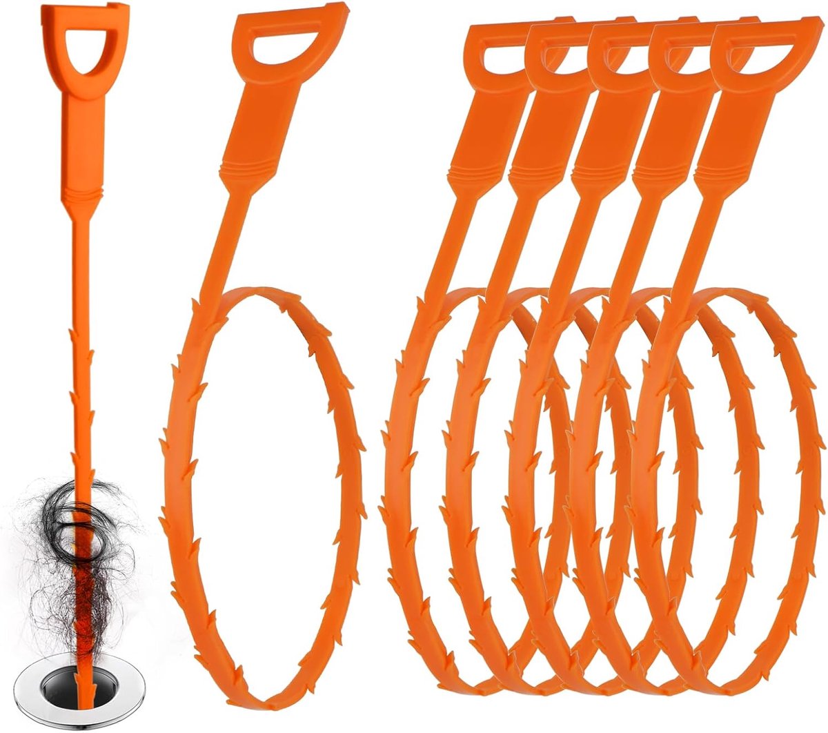 Afvoerslang reiniger 64cm - herbruikbare spiraal - ergonomische handgreep - effectief tegen verstoppingen - ShopVlot