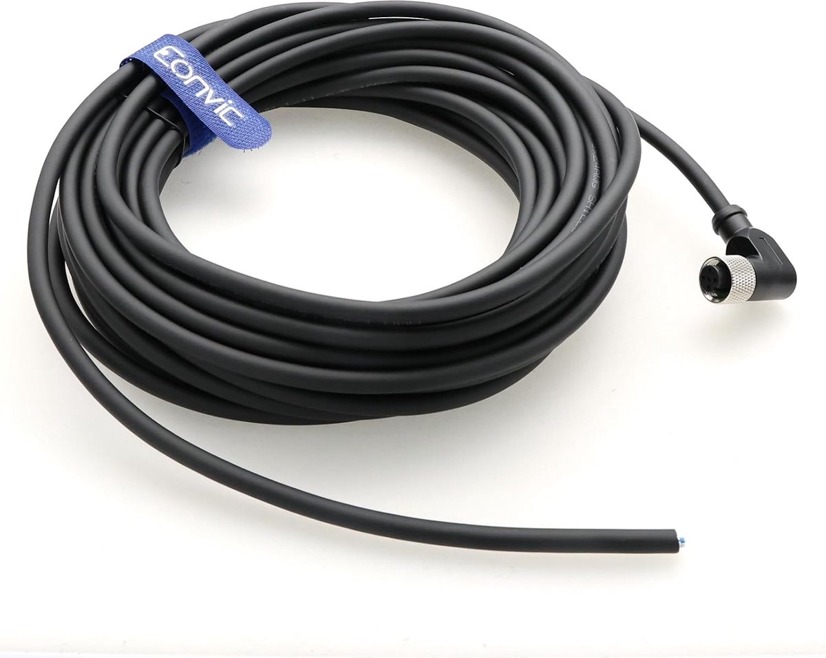M12 5 Pin Vrouwelijke Aansluiting - PVC Kabel - Haakse Stekker - Ideaal voor Sensortoepassingen - ShopVlot