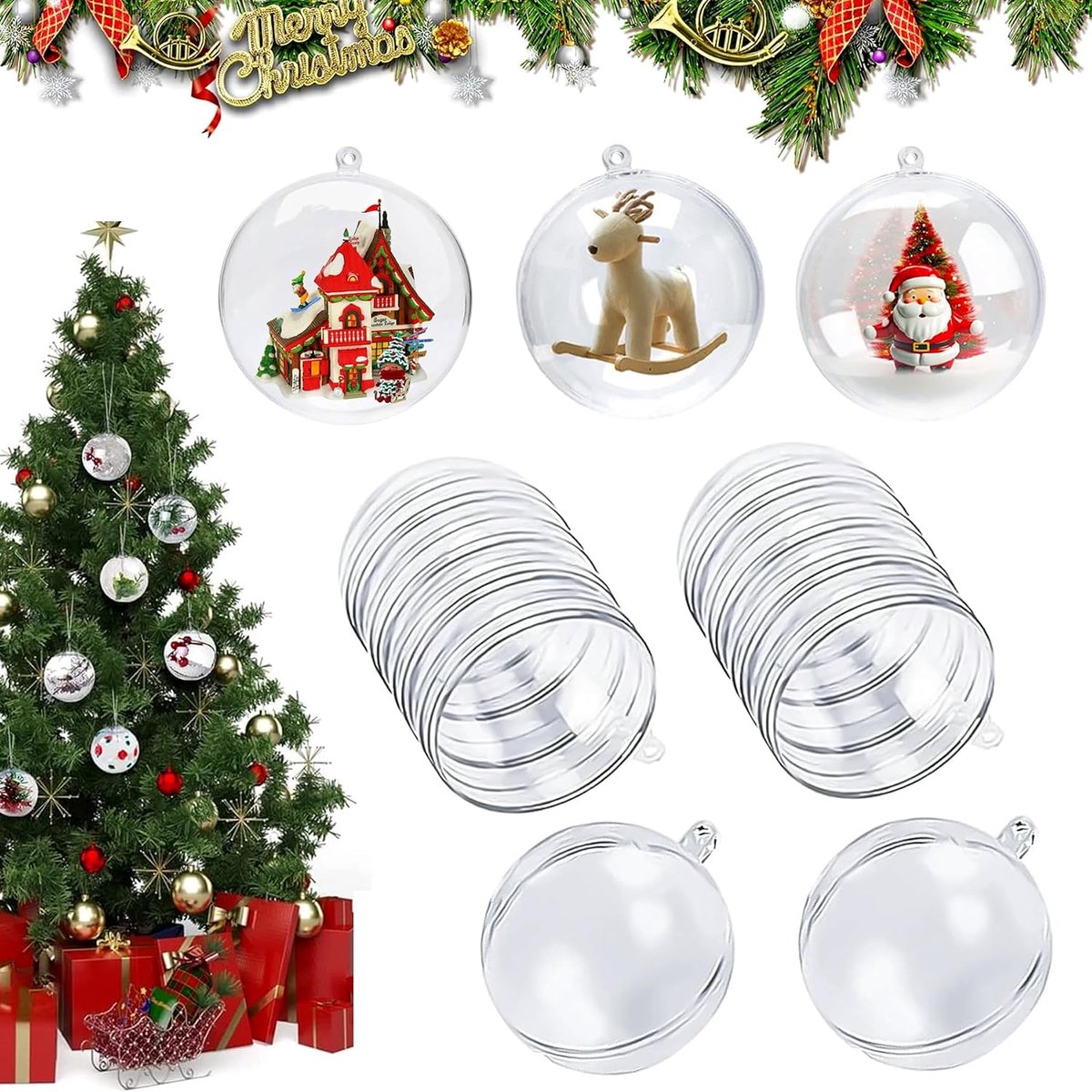 Transparante Kerstballen 8 cm - Vulbare Acrylballen - Herbruikbaar - Perfect voor DIY Decoratie - ShopVlot