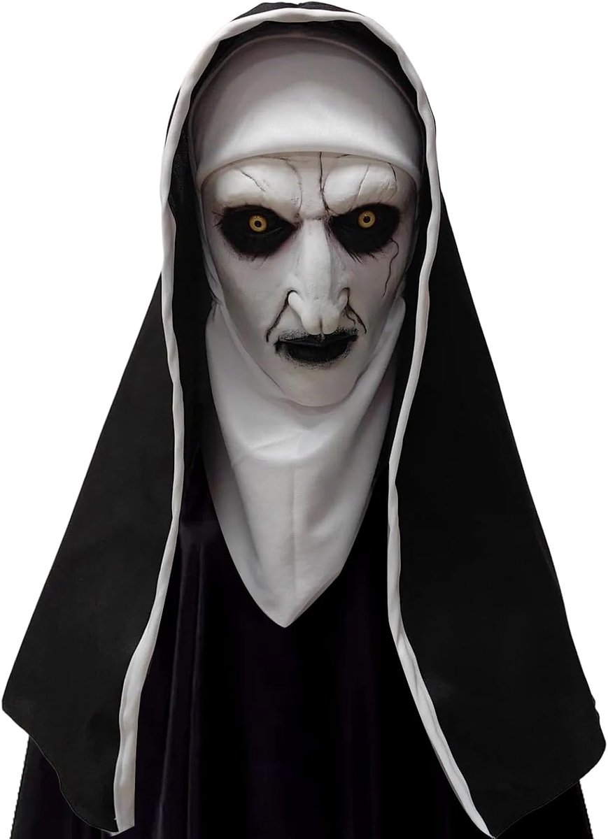 Halloween Nonnenmasker met Hoofddoek - Engelachtige Latex - Angswekkende Volledige Hoofdmasker - ShopVlot