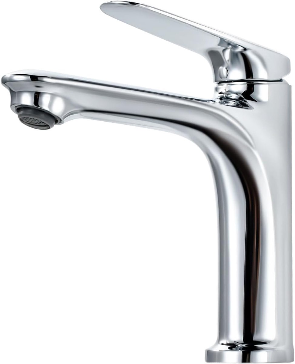 Basin kraan 18,5 cm - Chroom - Enkele hendel - Splash-vrij gebruik - ShopVlot