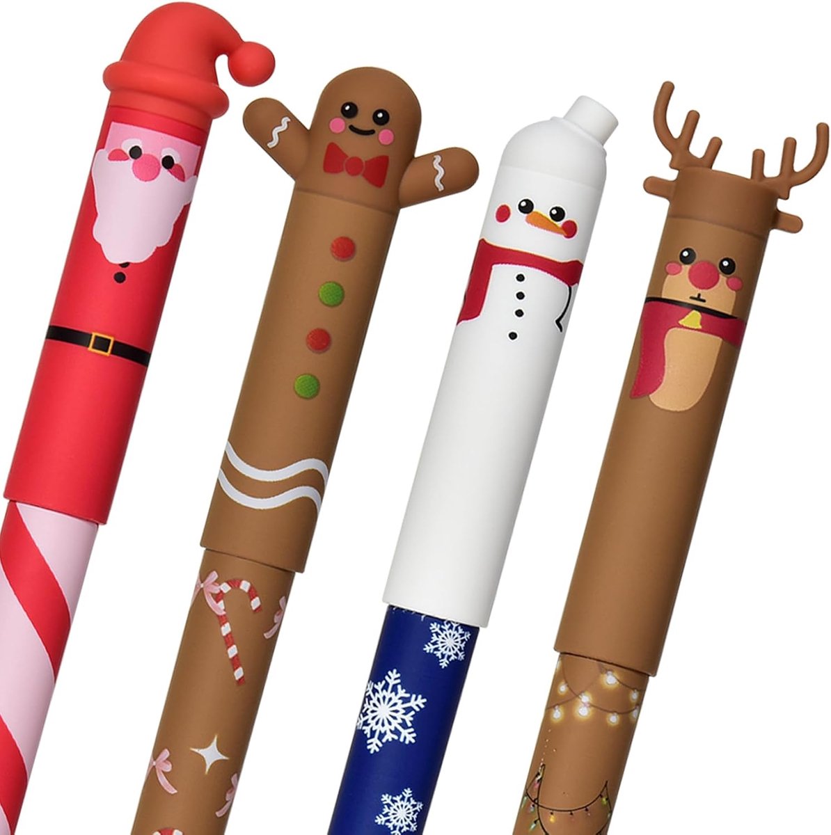Erasable gelpennen kerst 0.8 mm - 4 kleuren (blauw, rood, zwart, groen) - kerstmotieven - ShopVlot