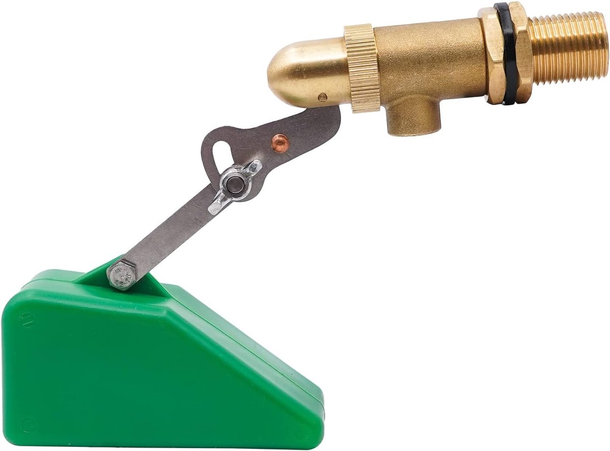Waterfloatklep 1/2 inch - Messing met kunststof drijver - Automatische waterafsluiting - ShopVlot