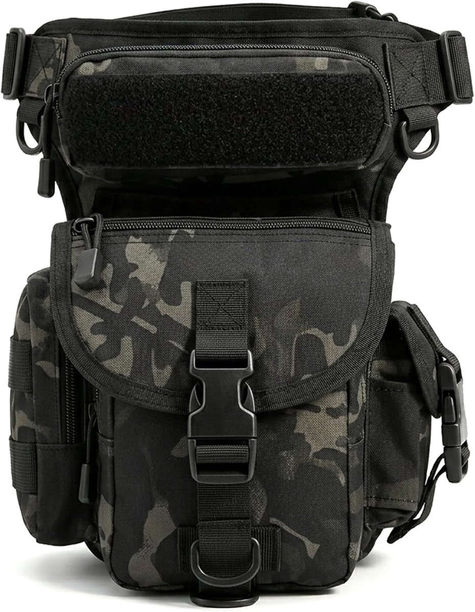 Tactische been-en heuptas 16x10x31 cm - waterafstotend materiaal - 9 vakken - ideaal voor outdoor en motorrijden - ShopVlot