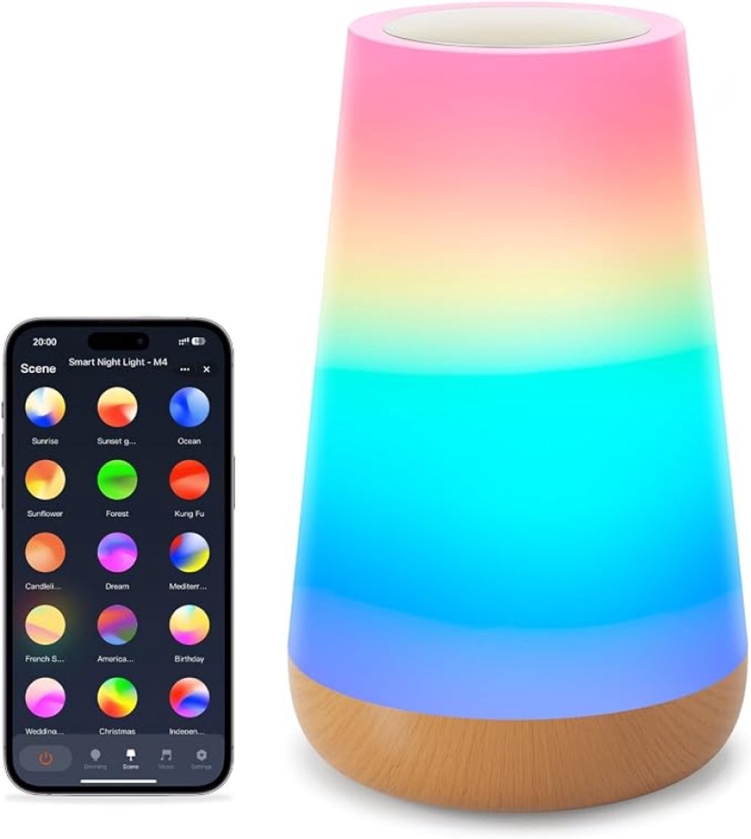 ModernStore Smart Bedlampje - Wifi Led Tafellamp met Tuya App, RGB Kleuren, Muzieksynchronisatie & Timer - Slaapkamer, Woonkamer