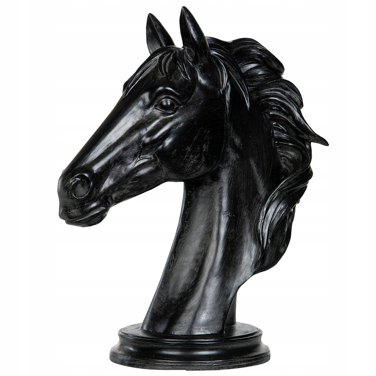 Mat Zwarte Paardenhoofd Figuur - 41cm Hoog