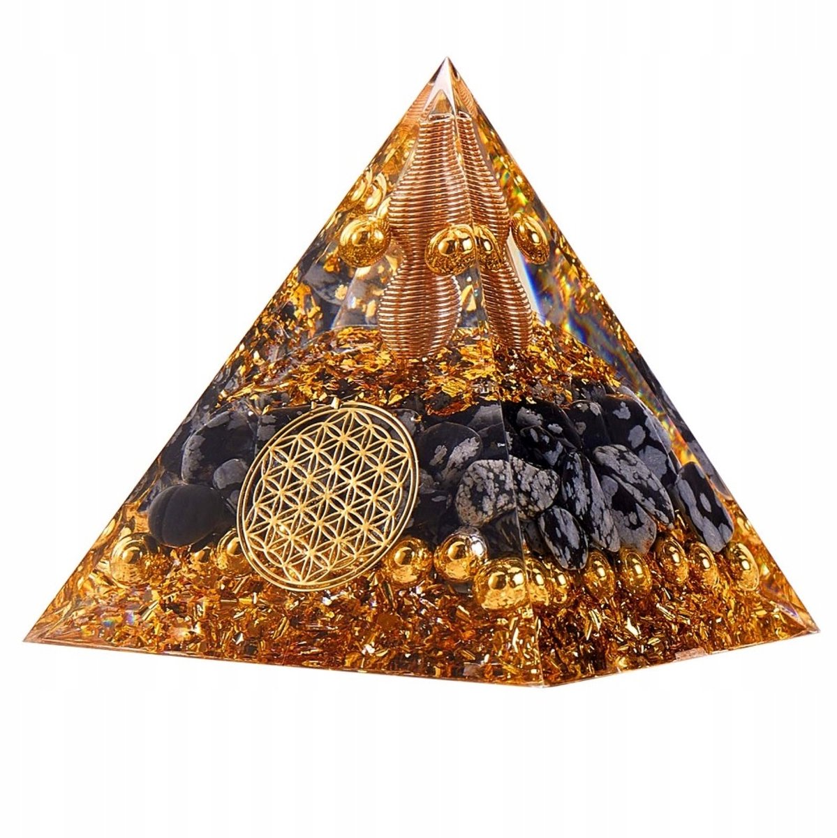 Decoratieve Zwarte Steen Piramide voor Meditatie - 60x60x65mm