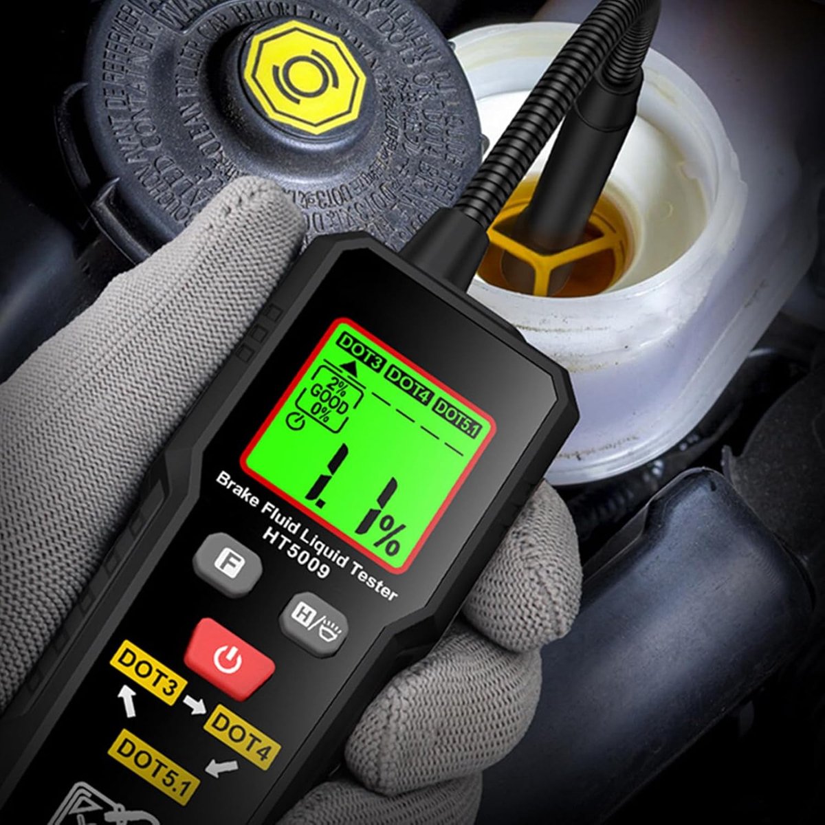 Remvloeistof tester met LCD scherm - Akoestisch alarm - Diagnosetool voor DOT3 DOT4 DOT5.1 - ShopVlot