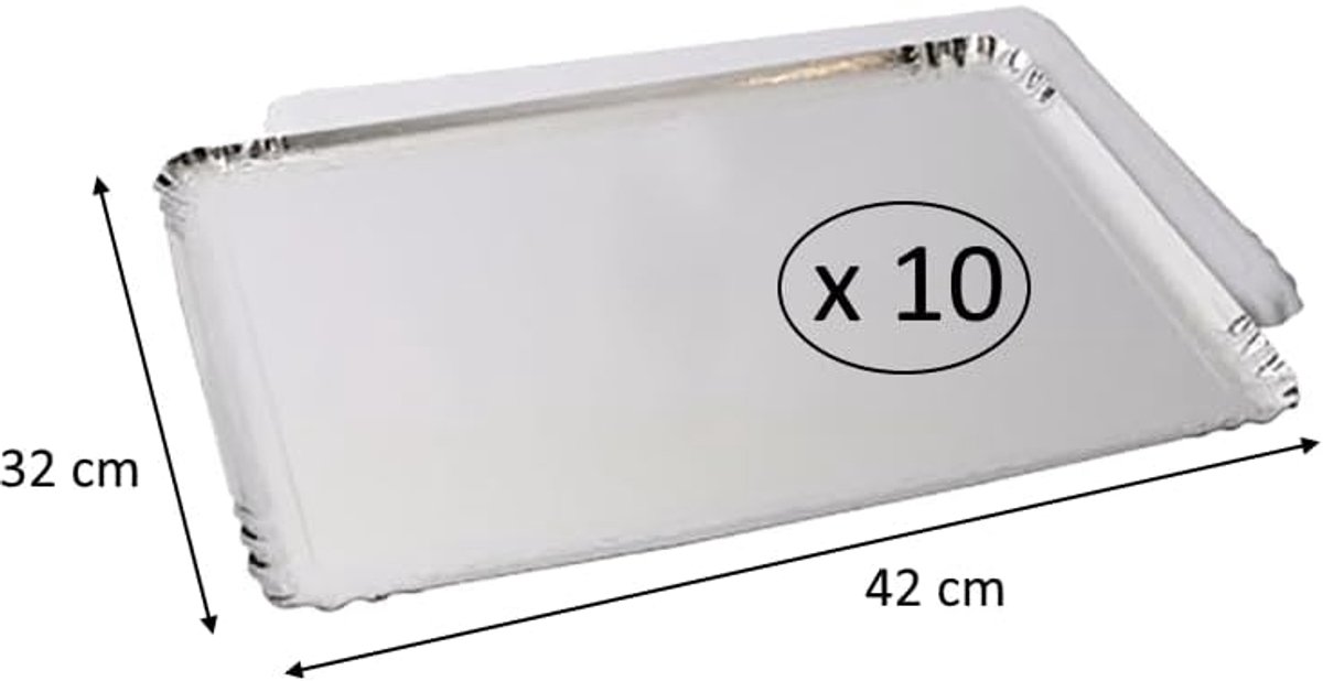 Catering trays 42x32 cm - zilver - set van 10 - ideaal voor buffetten - ShopVlot
