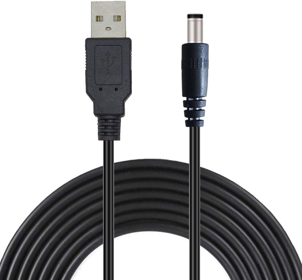 USB A naar DC 5.5mm x 2.1mm kabel 2m - zwart - 5V laadadapter - geschikt voor routers en laptops - ShopVlot