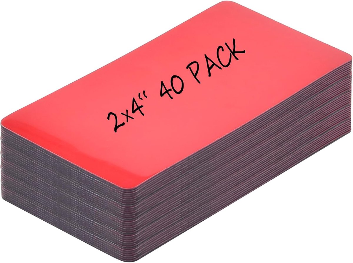 Magnetische drooguitwislabels 40 stuks 5cm x 10cm - herbruikbaar - rood - ideaal voor school en kantoor - ShopVlot