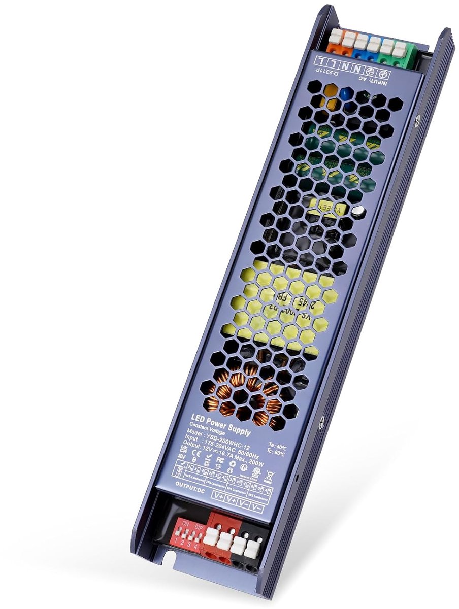 Transformator 220 V 12 V - LED driver 200 W - Ultra dun ontwerp - Ideaal voor LED strips - ShopVlot