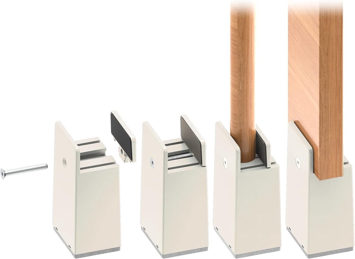 Bedverhogers 10 cm - verstelbare schroefklem - robuust kunststof - ideaal voor meubels - ShopVlot