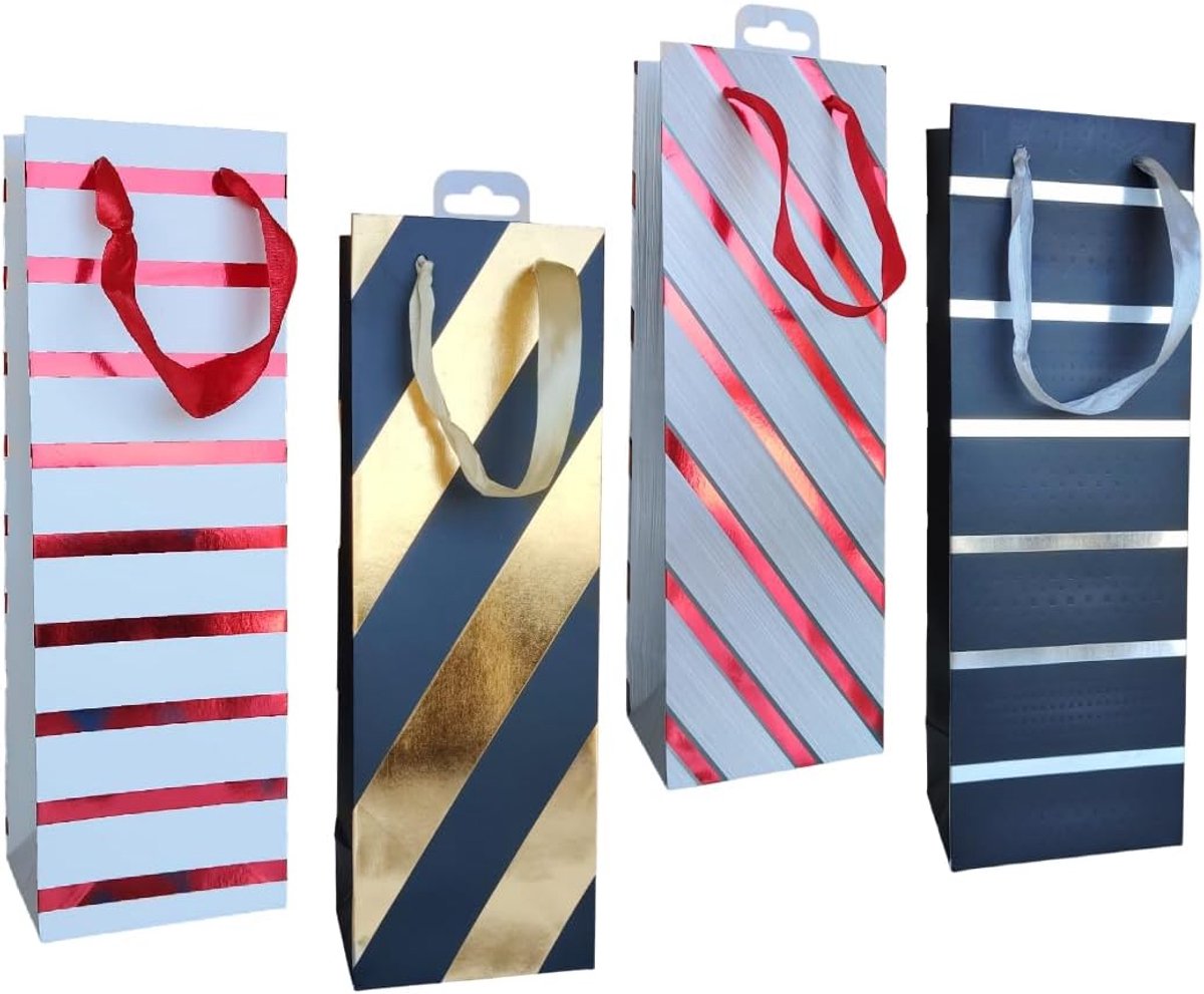 Zakjes voor flessen - set van 12 - 4 ontwerpen - ideaal voor cadeaus - ShopVlot