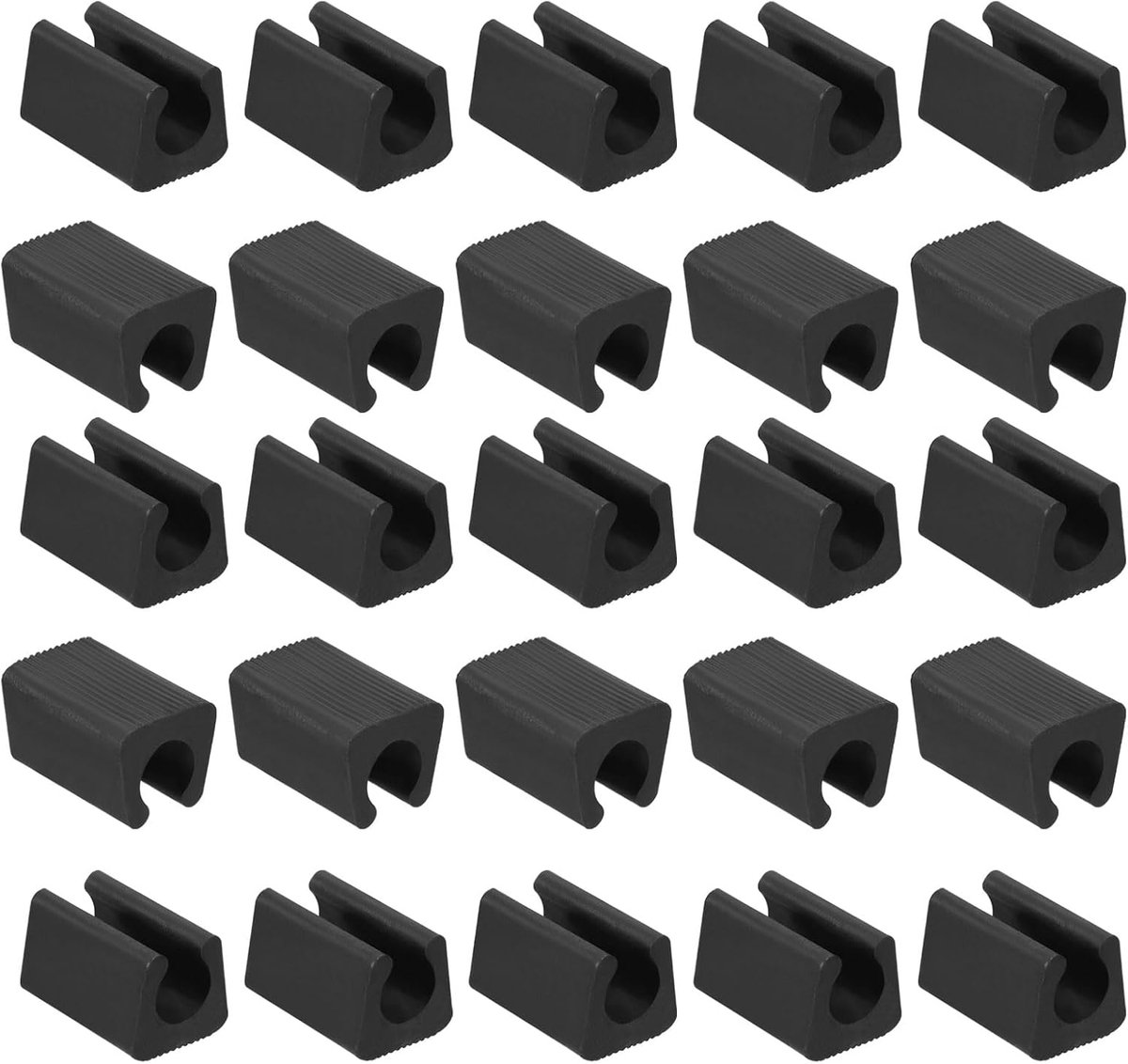 25 stuks stoelpootdoppen in rechthoekige vorm, antislip, geschikt voor 12 mm metalen buispoten, beschermkappen van kunststof voor meubelpoten voor houten vloeren, zwart