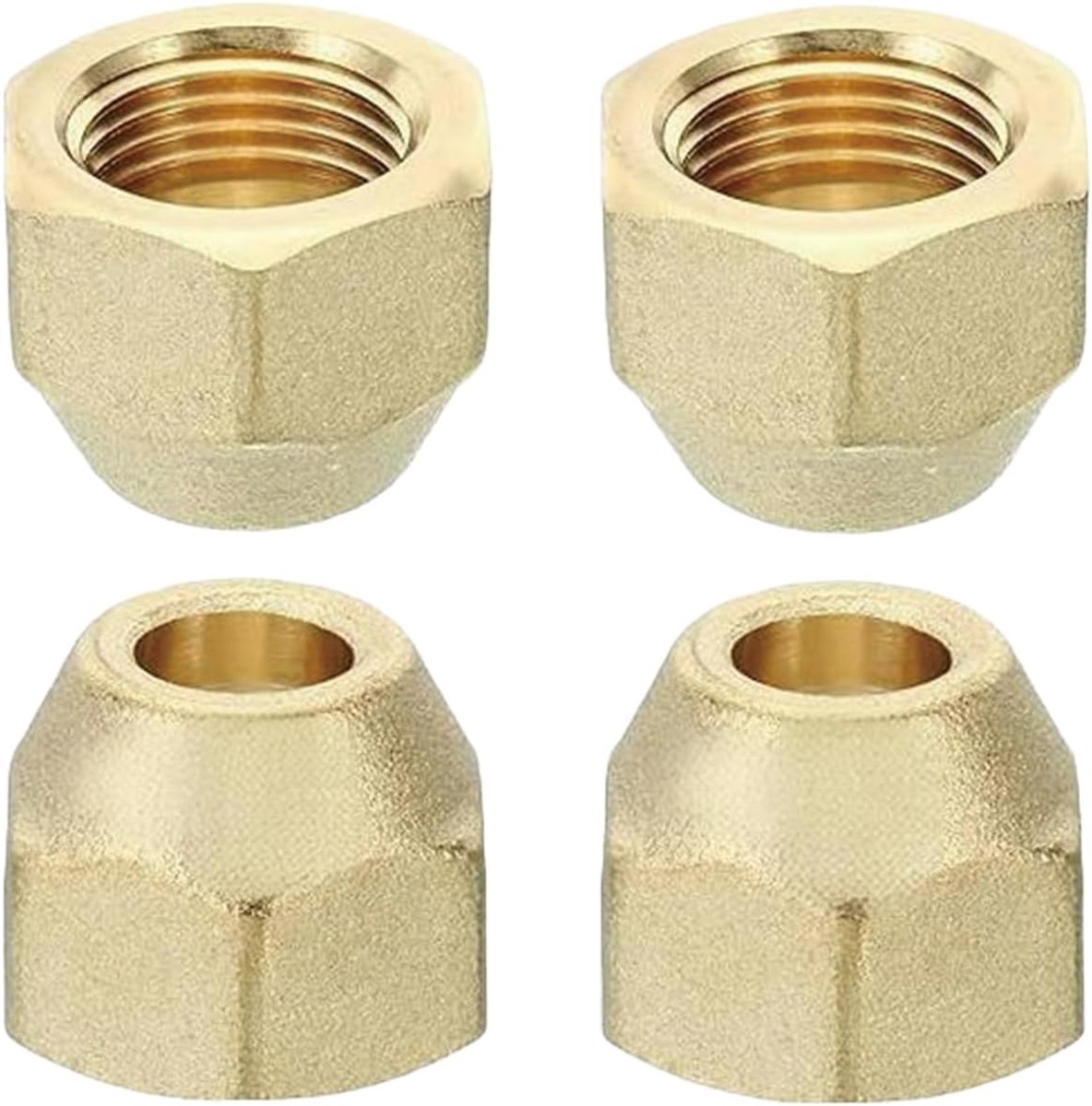 4 stuks 3/8 inch buisverbindingsmoeren, messing, felmoeren, accessoires, gesplitste felmoeren, moeren, adapter, voor airconditioning, water, gas