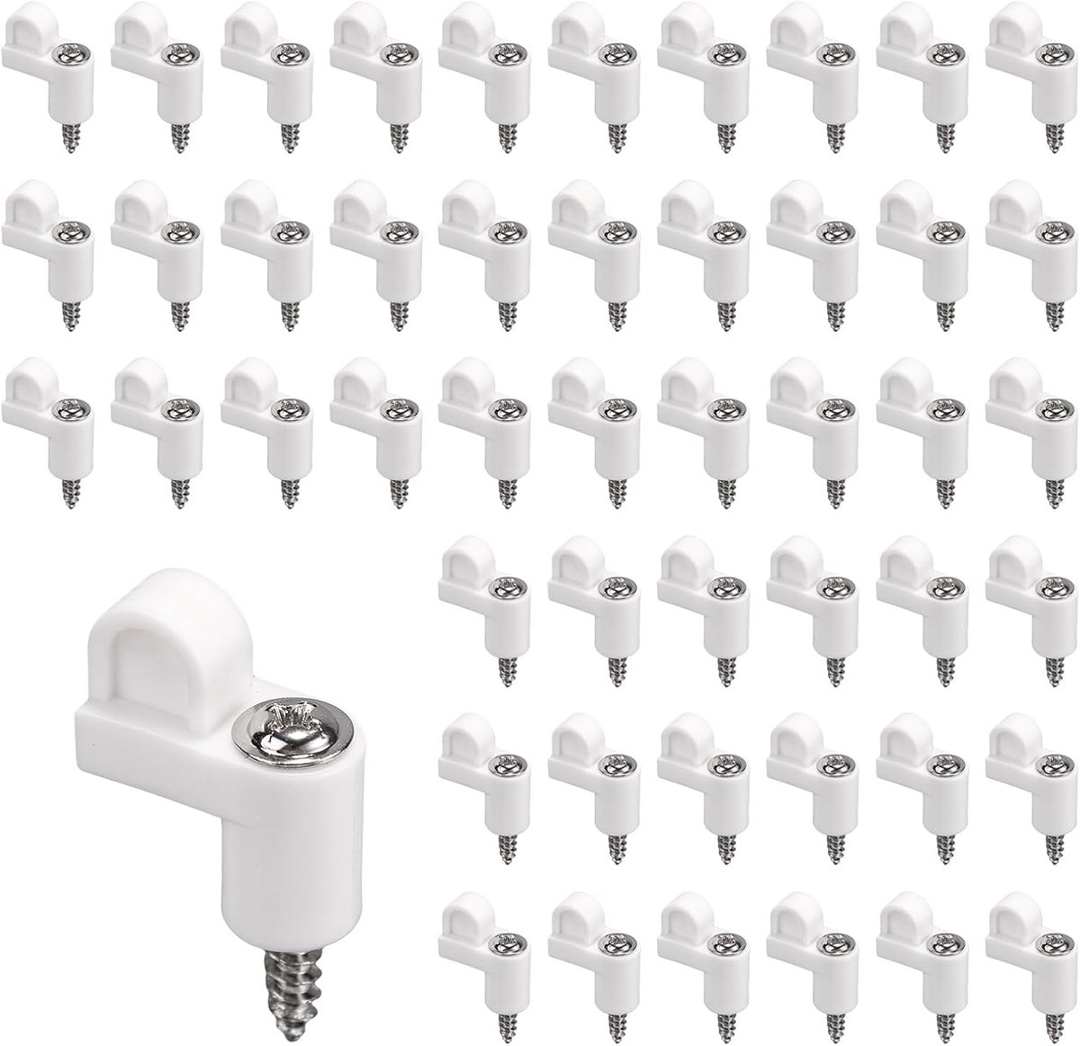 48 Stuks 3/8 Inch Raamhor Clipjes met Schroeven, Duurzame Nylon Gegoten Deurglasbevestigingen Winterraamhorrenklem voor Stormramen Stormpanelen Hardware (Wit)