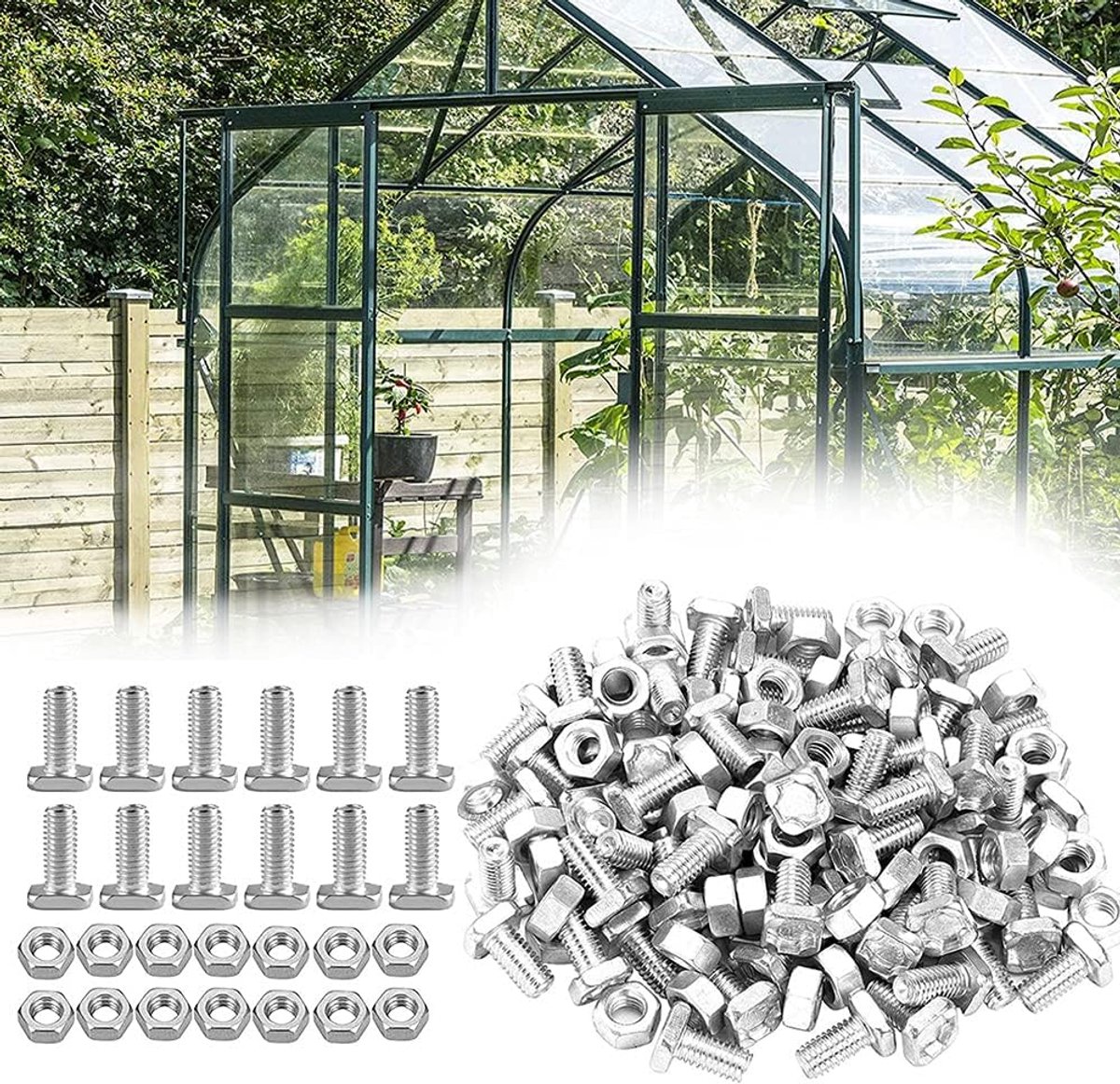 Aluminium Kassenschroeven en -moeren, Hoogwaardig Roest Hardware Kit voor Kasmontage en -reparatie, Set bevat 20 Schroeven en 20 Moeren