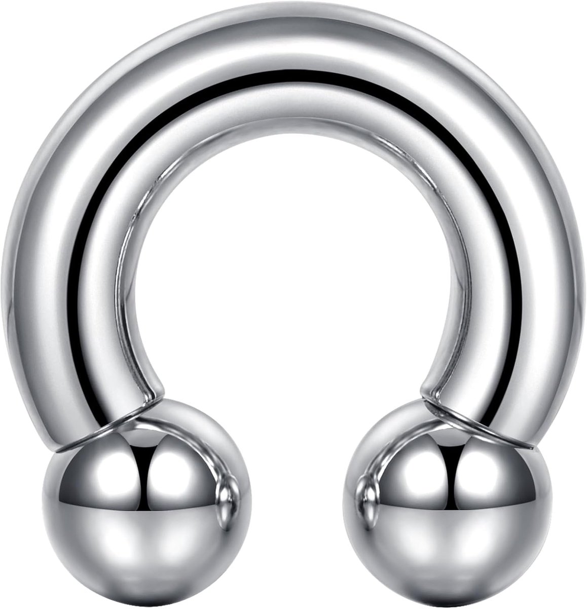 Binnenschroefdraad hoefijzer piercing ring met bal intieme ronde barbell piercing chirurgisch staal (2 2,5 3 4 5 6 8 10 mm dikte), 12G (2.0mm), chirurgisch staal, zonder steen
