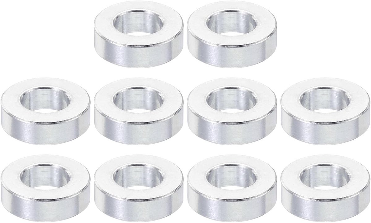 M10 Aluminium Spacers, 10 Stks Metalen Spacer Aluminium 10.5mm ID x 20mm OD x 6mm L Aluminium Spacer Schroef Standoff Ronde voor 3/8 "M10 Schroef Bouten