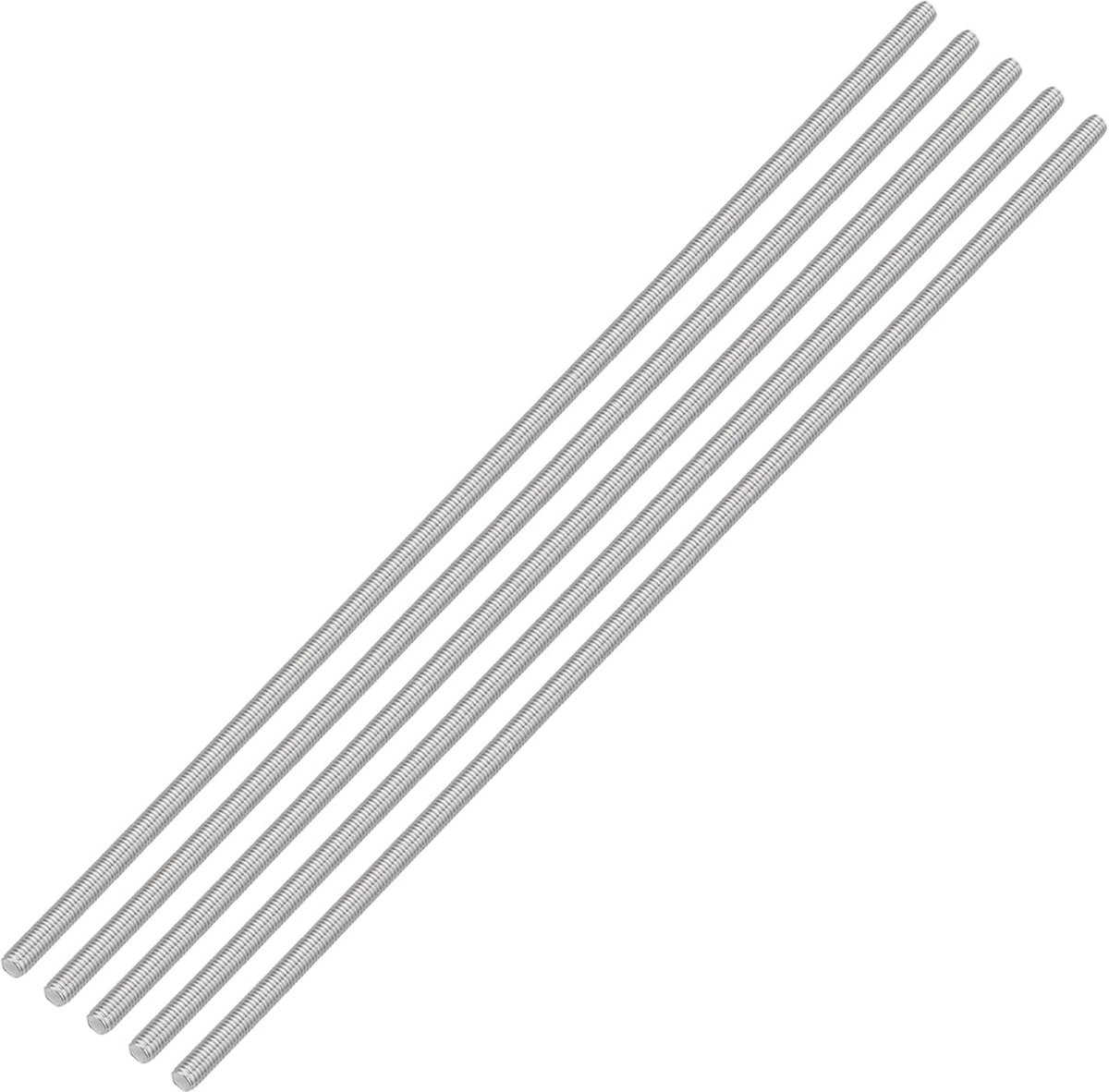 5 stuks draadstangen, M8 x 400 mm roestvrij staal 304 klinknagels stang met rechtse schroefdraad M8-1,25 schroefdraadstang voor montage van meubels en machines