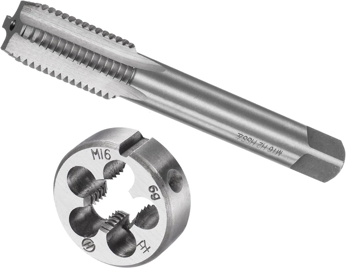 Schroefdraad en snijijzer schroefdraad M16 x 2 schroefdraad links hand metrisch sneldraaistaal machineschroef en rond matrijskit - (voor het repareren van schroefdraad) 1 set